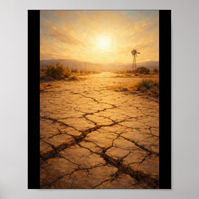 Cracked earth under intense sunlight poster (Vorne)