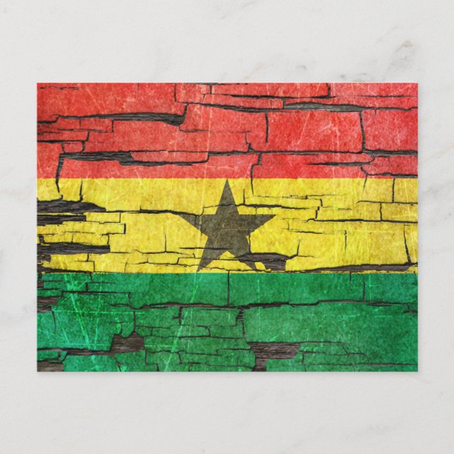 Cracked Ghana Flag Peeling Paint Effect Postkarte (Vorderseite)