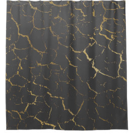 Cracked Gray Silver Urban Gold Luxus Duschvorhang