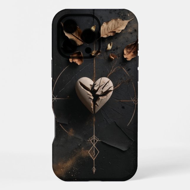 Cracked Heart Dark Boho iPhone Case 16 Pro Max Hülle (Rückseite)