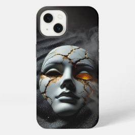 Cracked Porcelain Mask Dark iPhone 13 Tough Case Hülle