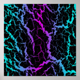 Cracked Space Lava - Cyan/Pink Poster