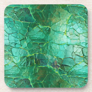 Cracked Texture in Shades Green und Türkis Getränkeuntersetzer