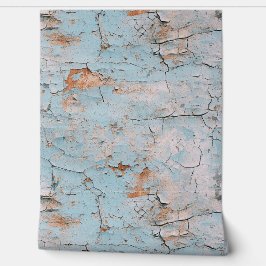 Cracked Textured Painted Blue Stucco Wall Tapete