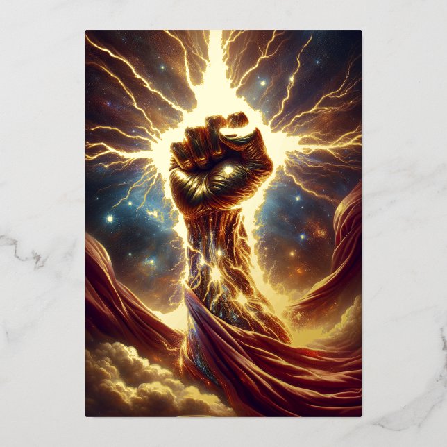 Crackle Fist - Isaiah 41:10 KJV Foil Greeting Card Folieneinladung (Vorderseite)