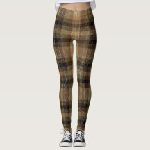 Crackle Kariert Orange und braune Leggings