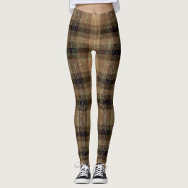 Crackle Kariert Orange und braune Leggings