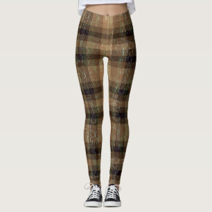 Crackle Kariert Orange und braune Leggings