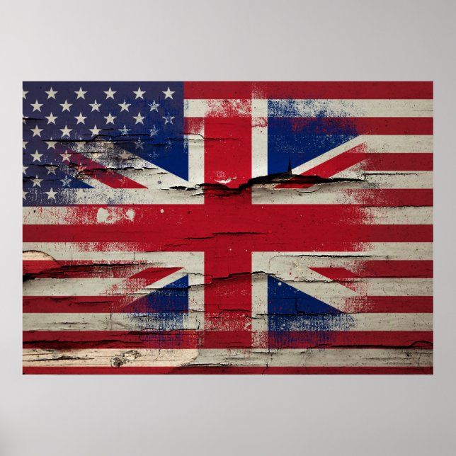 Crackle Paint | Britische Flagge Poster (Vorne)