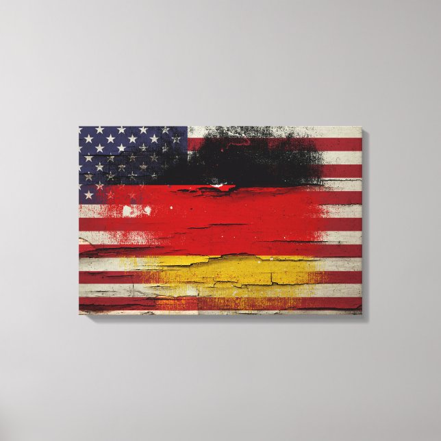 Crackle Paint | Deutsche Amerikanische Flagge Leinwanddruck (Vorderseite)
