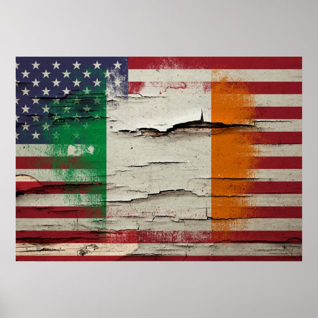Crackle Paint | Irish American Flag Poster (Vorne)