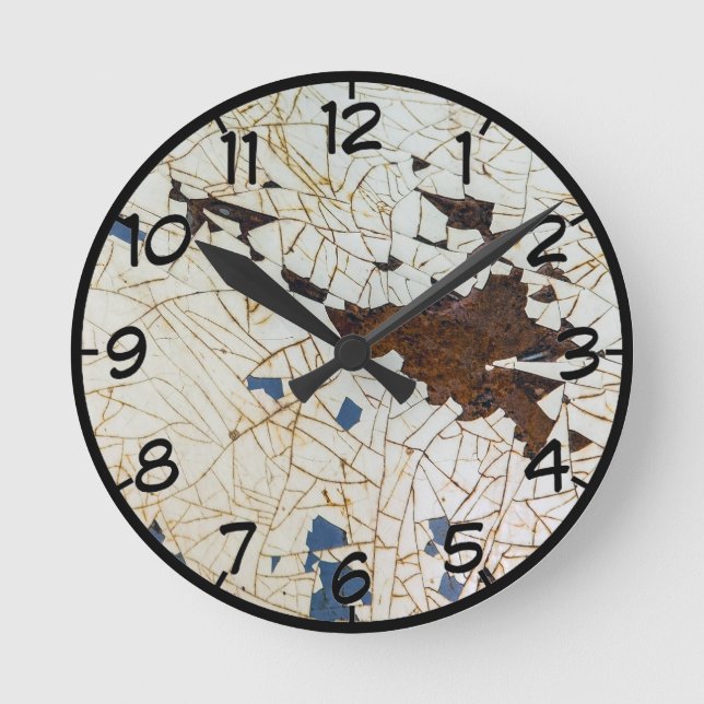 Crackle Paint Runde Wanduhr (Vorderseite)
