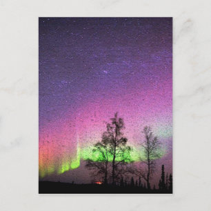 Crackle Texture Art Northern Lights Sky Alaska Postkarte
