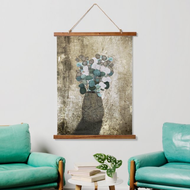 Crackled Vase of Coin Blume Wandteppich Mit Holzrahmen (Wohnzimmer)