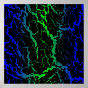 Cracks Space Lava - Blau/Grün Poster