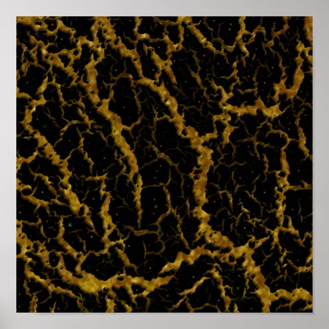 Cracks Space Lava - Glitzer Orange Poster (Vorne)