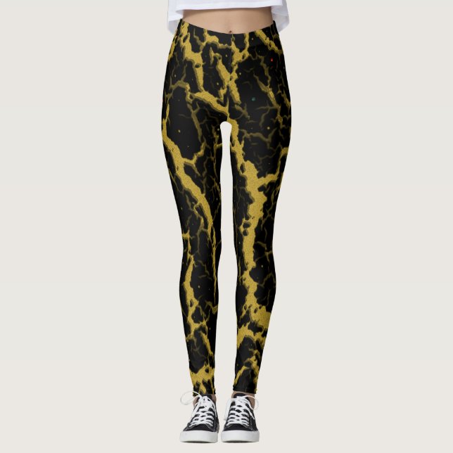 Cracks Space Lava - Gold Leggings (Vorderseite)
