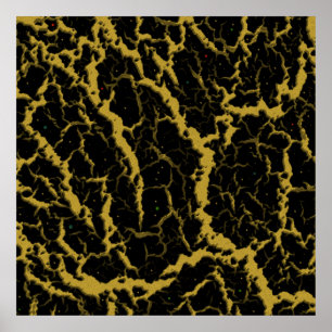 Cracks Space Lava - Gold Poster
