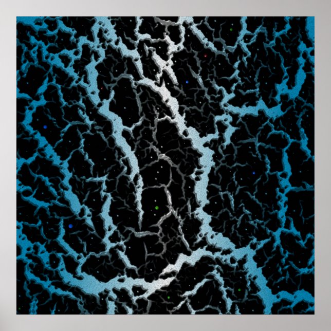 Cracks Space Lava - White/Sky Blue Poster (Vorne)