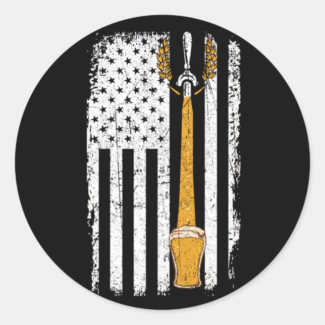 Craft Beer American Flag USA 4. Juli Brauerei Runder Aufkleber (Vorderseite)