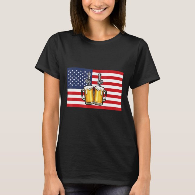 Craft Beer Brewery US Flag 4. Juli Patriotic Alco T-Shirt (Vorderseite)