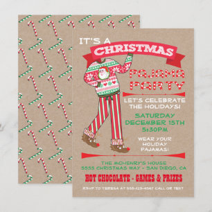 Craft Paper Christmas Pajama Party Einladungen