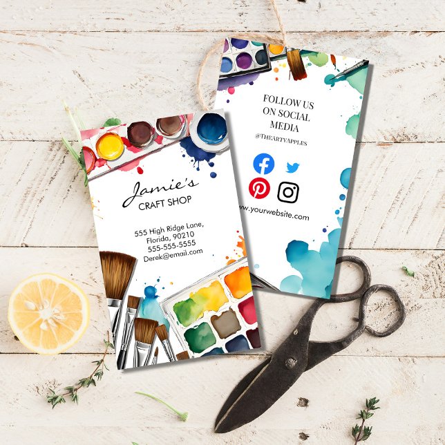 Craft Shop Business Card | Paint & Art Studio  Visitenkarte (Von Creator hochgeladen)