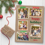 Craft Tape Happy Holidays 5 Foto Kraft Postkarte<br><div class="desc">Craft Tape Happy Holidays 5 Foto Collage Holiday Postkarte. Rustikales Kraftpapier.</div>