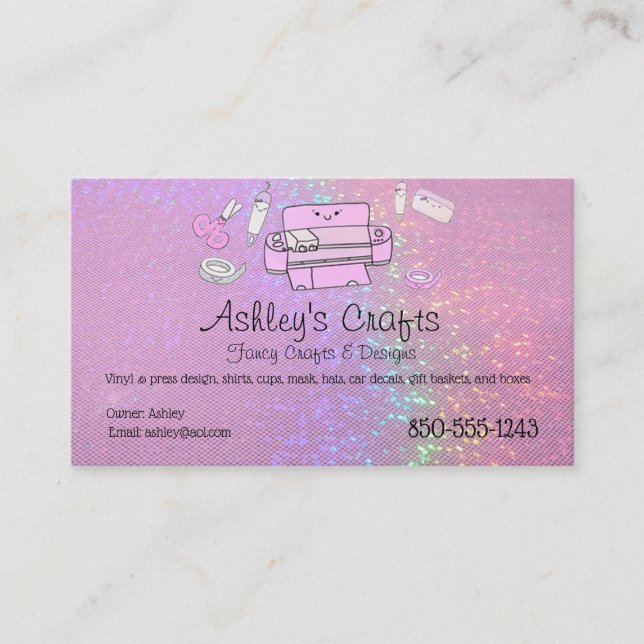 Craft Vinyl Business Card Hologram Pink  Visitenkarte (Vorderseite)