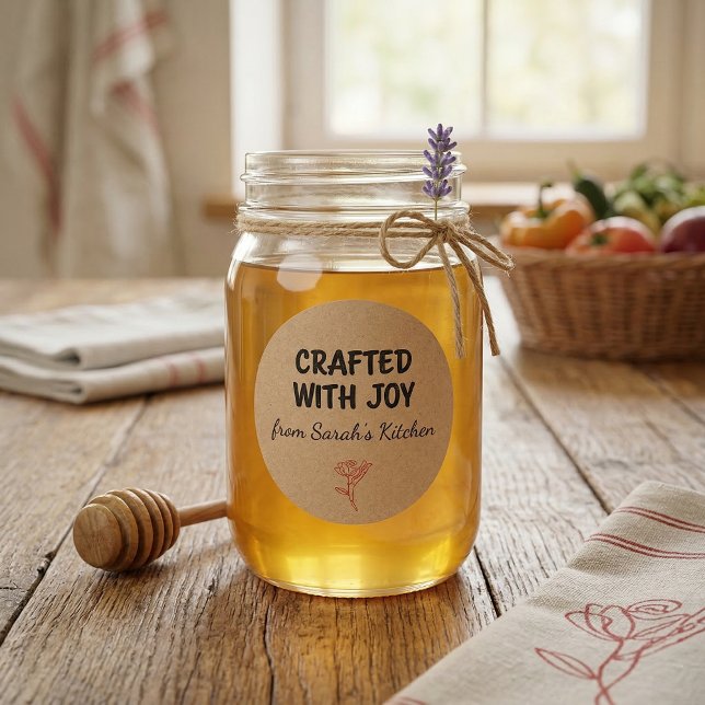 Crafted With Joy Kraft Personalized  Runder Aufkleber (Von Creator hochgeladen)