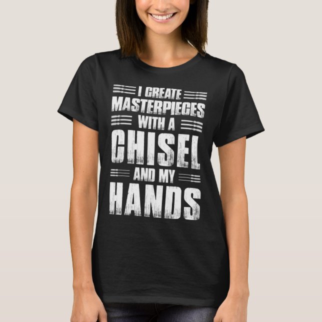 Crafting Dad Crafter Woodworking Chisel in Hands T-Shirt (Vorderseite)