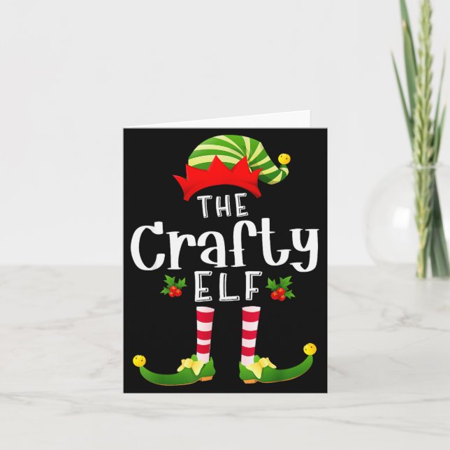 Crafty Christmas Elf Matching Pajama X-mas Party  Karte (Vorderseite)