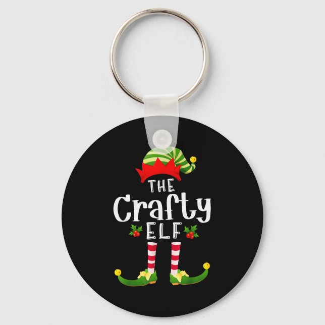 Crafty Christmas Elf Matching Pajama X-mas Party  Schlüsselanhänger (Vorderseite)