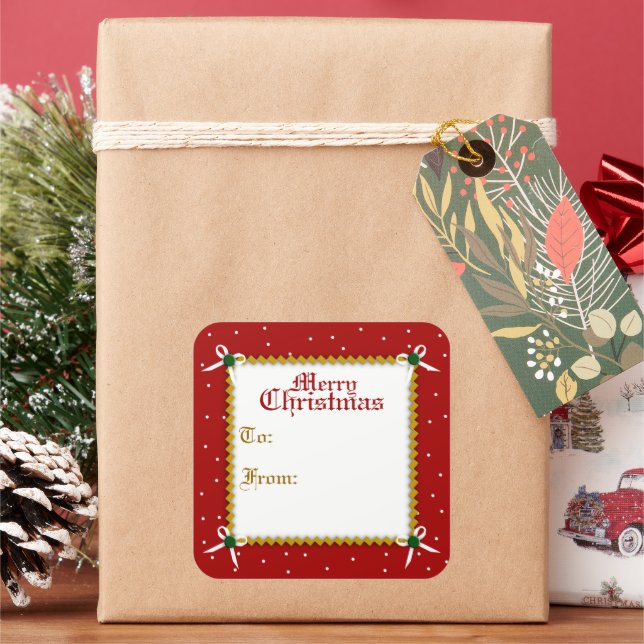 Crafty Christmas-Geschenksticker Quadratischer Aufkleber (Feiertag)