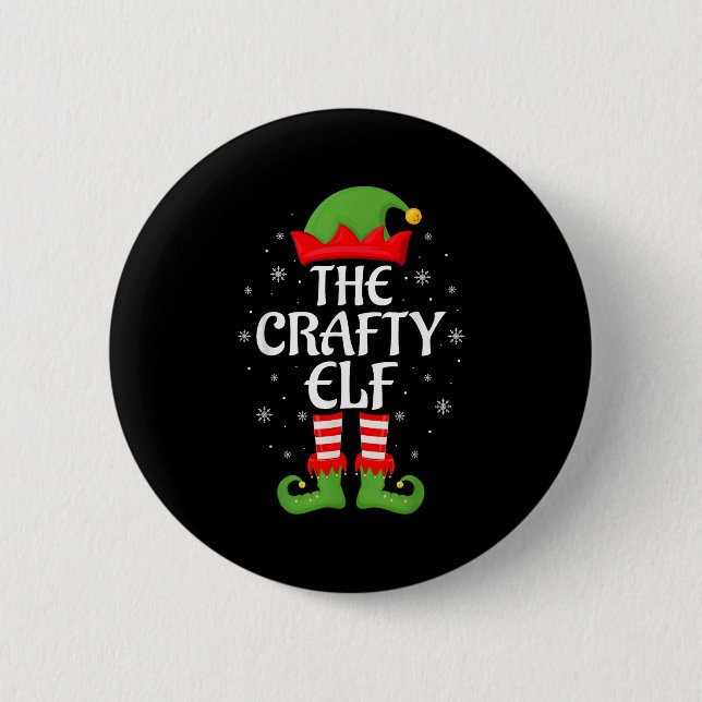Crafty Elf Xmas Family Matching Elf Squad Christma Button (Vorderseite)