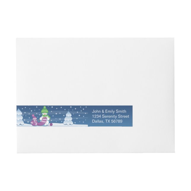 Crafty Snowman Knitting Scarf Rundum-Adressaufkleber (Vorderseite)