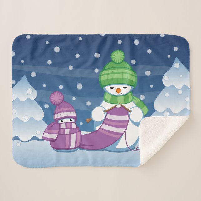 Crafty Snowman Knitting Scarf Sherpadecke (Vorderseite (Horizontal))