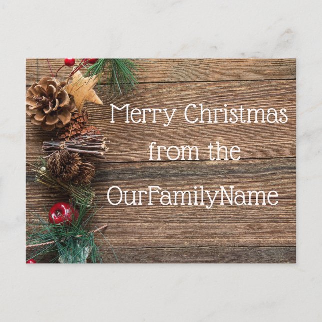 Crafty Wood Grain Weihnachten Postcard individuell Postkarte (Vorderseite)