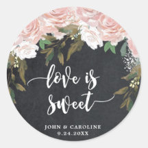 craie florale rose amour est mariage autocollant d