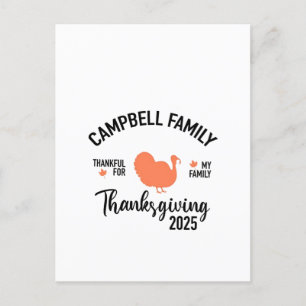 Crampbell Family 2025 Erntedank Türkei Abendessen Einladungspostkarte