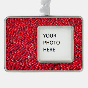 Cranberries Festliches Rot Rahmen-Ornament Silber