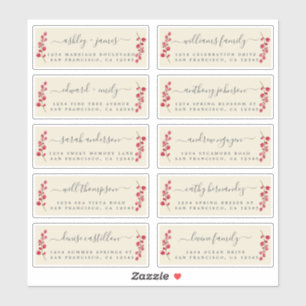 Cranberries Sprig Mariage Étiquettes de adresse in