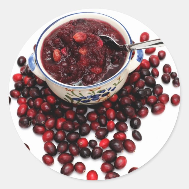 Cranberries und Sauce, frisch Runder Aufkleber (Vorderseite)