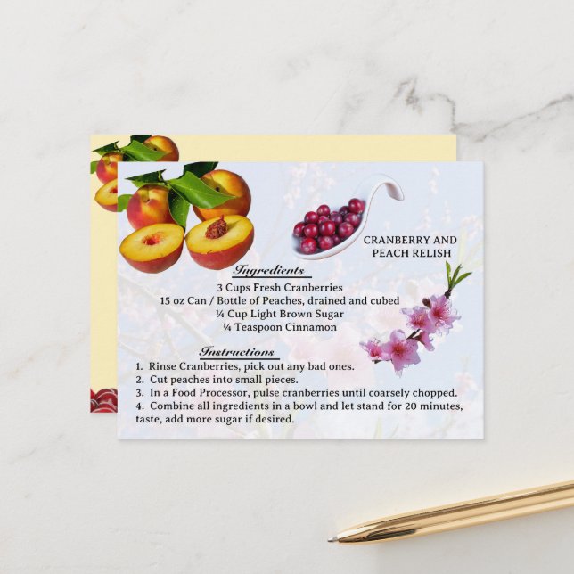 Cranberry and Peach Relish - Rezept Postkarte (Vorderseite/Rückseite Beispiel)