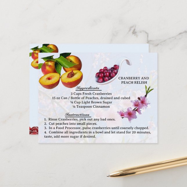 Cranberry and Peach Relish - Rezept Postkarte (Vorderseite/Rückseite Beispiel)