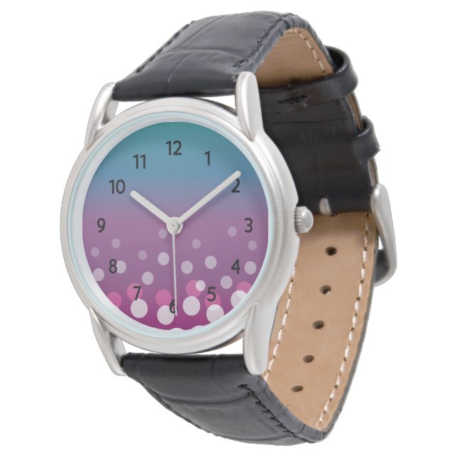 Cranberry-Blue Bubbles (mit Zahlen) Armbanduhr (Schrägansicht)