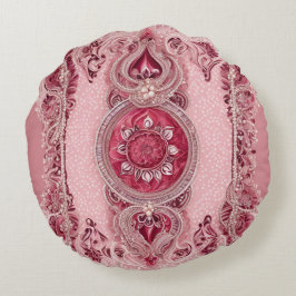 Cranberry Cherry Lace Kunst Rundes Kissen