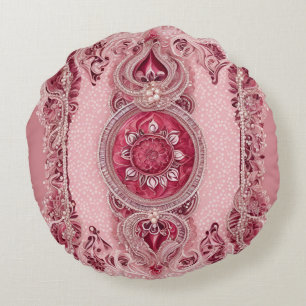 Cranberry Cherry Lace Kunst Rundes Kissen
