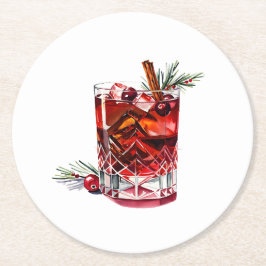 Cranberry Cinnamon Whiskey Sauberer Cocktail Runder Pappuntersetzer