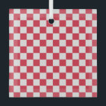 Cranberry fizz checkerboard pattern ornament aus glas<br><div class="desc">A red and white checkerboard pattern fills the entire image. The grid is evenly spaced,  creating a balanced,  symmetrical,  and vibrant visual.</div>